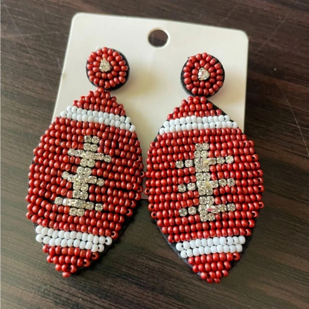 **NEW** Hand Beaded Football Earrings 🏈